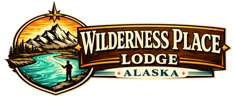 Wilderness Place Lodge logo showcasing Alaska's top fishing lodge and adventures.