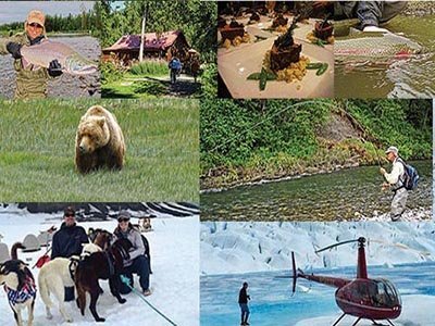 A photo collage of diverse Alaska wilderness experiences with The Alaska Adventure Company and Wilderness Place Lodge.