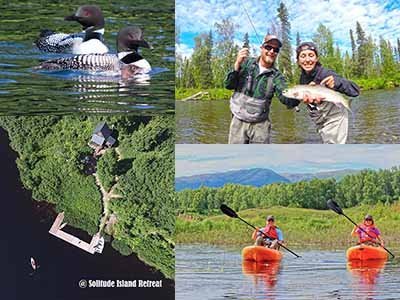 Alaska lodge and glamping in remote wilderness with wildlife viewing, paddling and fishing.