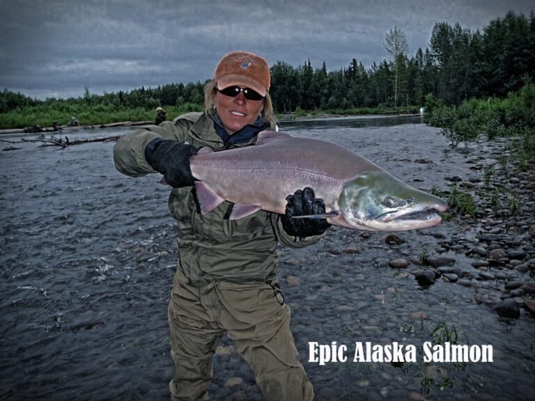 Alaska salmon fishing on remote Lake Creek with Wilderness Place Lodge.