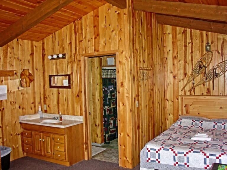 Alaska fishing lodge guest cabin on private riverside acreage at Wilderness Place Lodge.